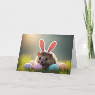 Tarjeta Erizo de Pascua adorable con huevos de colores