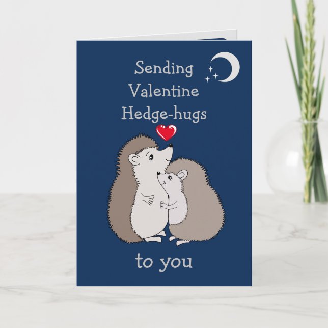 Tarjeta Erizo de San Valentín abrazos de erizo  (Anverso)