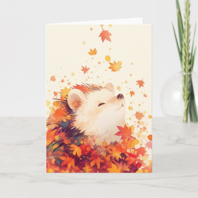 Tarjeta Erizo en el Corazón del Otoño (Anverso)