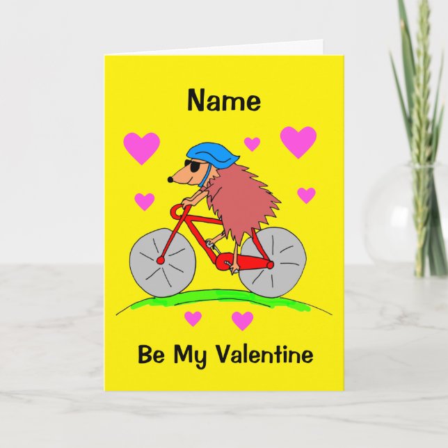 Tarjeta Erizo Lindo Ciclismo Día de San Valentín (Anverso)
