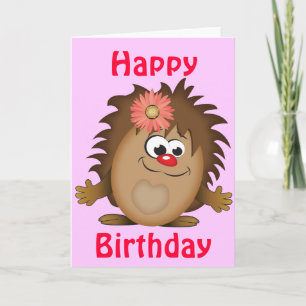 Tarjeta Erizo lindo del dibujo animado