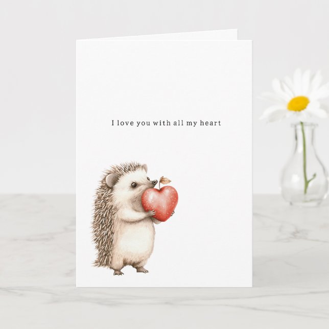 Tarjeta Erizo Todo Mi Corazón Amor (Planta pequeña)