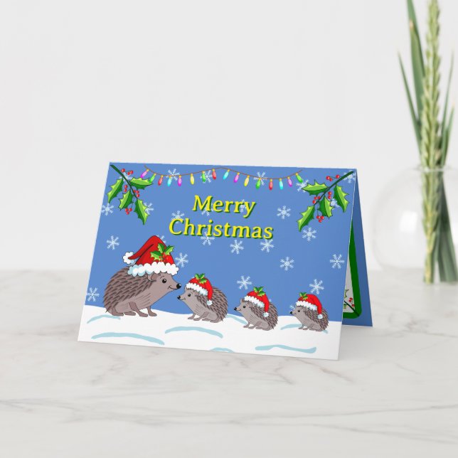 Tarjeta Erizo y niños Navidad  (Anverso)
