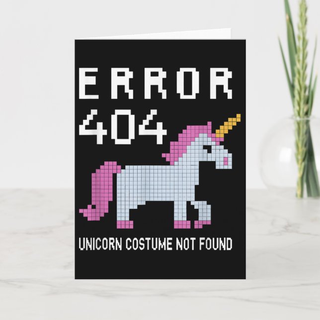 Tarjeta Error 404 Unicorn Costume Found Halloween Programm (Anverso)