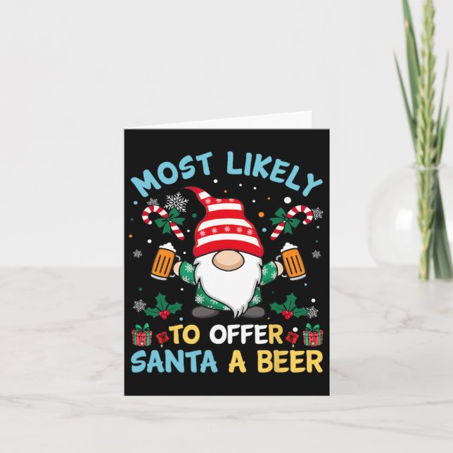 Tarjeta Es Divertido Ofrecer Navidades De Cerveza A Santa (Anverso)