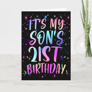 Tarjeta Es el 21 cumpleaños de mi hijo Colorido Feliz 21 a