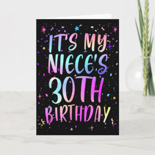 Tarjeta Es el 30 cumpleaños de mi sobrina Colorido Feliz 3