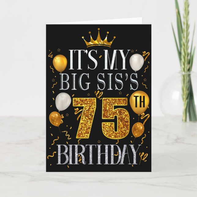 Tarjeta Es el 75 cumpleaños de mi hermana mayor Feliz cump (Anverso)