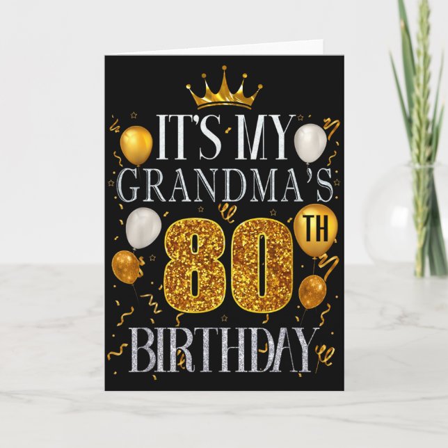 Tarjeta Es el 80 cumpleaños de mi abuela Feliz cumpleaños  (Anverso)