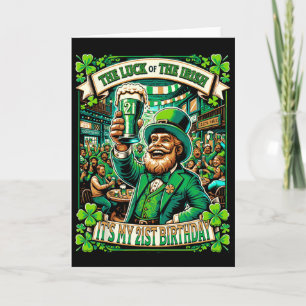 Tarjeta Es el día de San Patricio Mi cumpleaños 21 Feliz 2