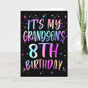 Tarjeta Es el octavo cumpleaños de mi nieto Colorido Feliz