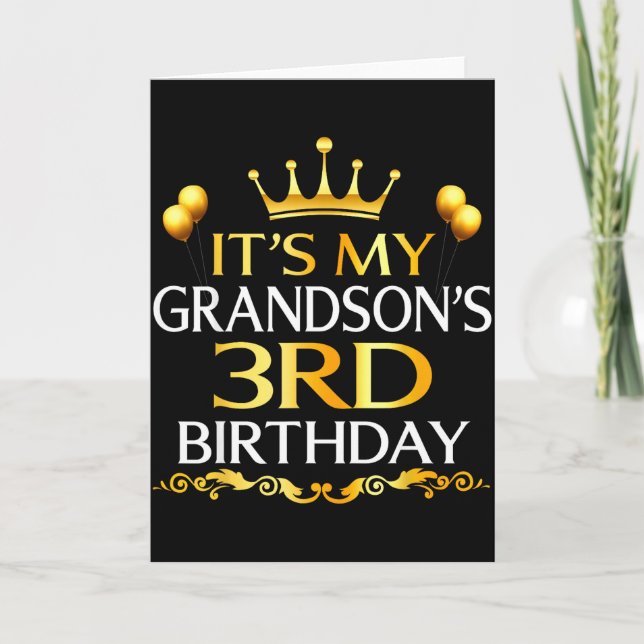 Tarjeta Es el tercer cumpleaños de mi nieto Feliz cumpleañ (Anverso)