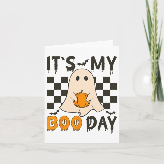 Tarjeta Es Fantasma divertida de cumpleaños de mi Boo Day (Anverso)