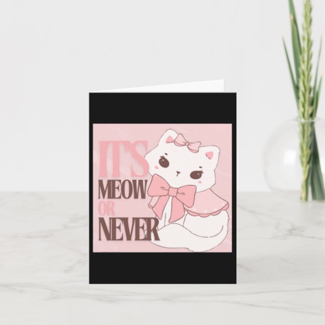 Tarjeta Es Gato o Nunca - Rosa Pastel  (Anverso)