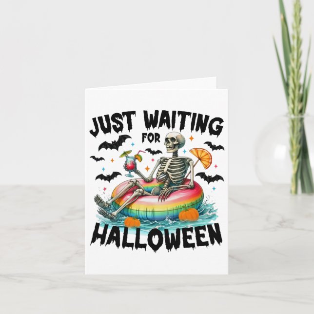 Tarjeta Es Gracioso Solo Esperar Al Skeleton Halloween Spo (Anverso)