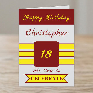 Tarjeta Es hora de celebrar el 18 cumpleaños burdeos