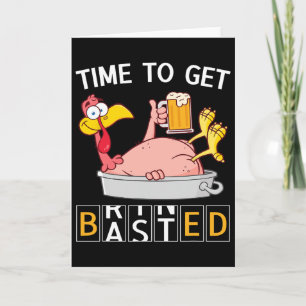 Tarjeta Es hora de ponerse divertido pavo cerveza Día de A
