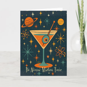 Tarjeta Es hora del Martini Atómico Estrellas Cósmicas