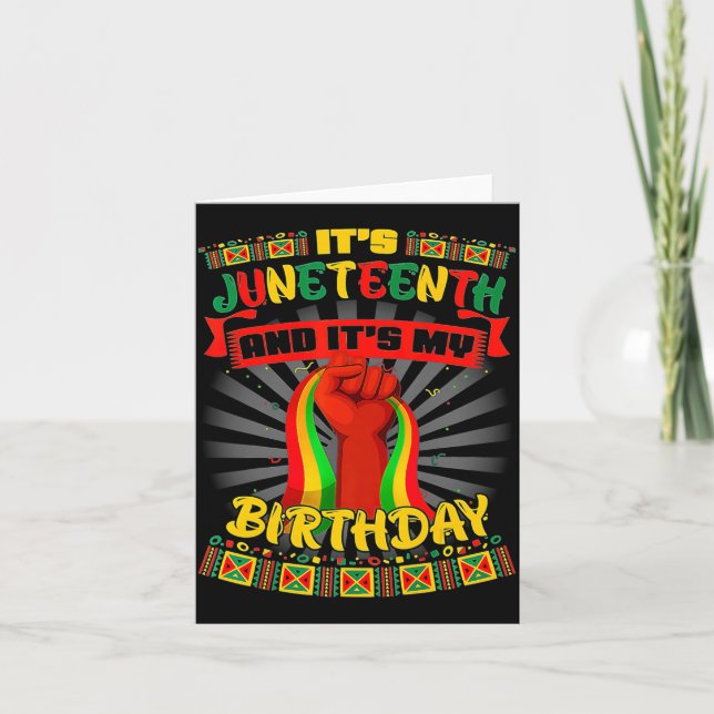 Tarjeta es juneteenth y mi cumpleaños africano negro junet (Anverso)