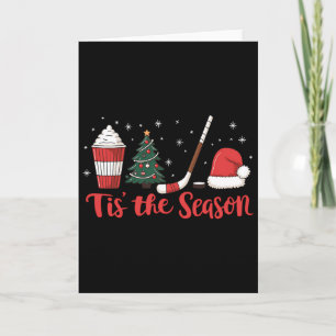 Tarjeta Es La Temporada Hockey Café Árbol De Navidad Hocke
