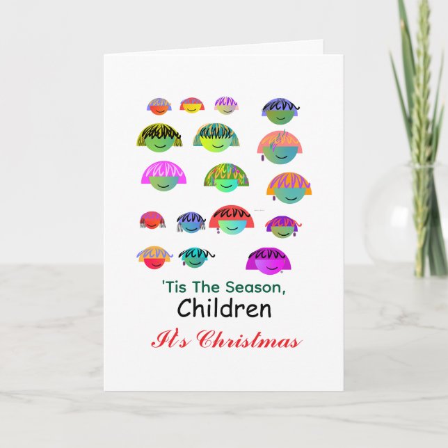 Tarjeta Es la Temporada, Niños Es Navidad (Anverso)