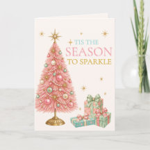 Es la Temporada para Brillar Rosa Navidad Retro