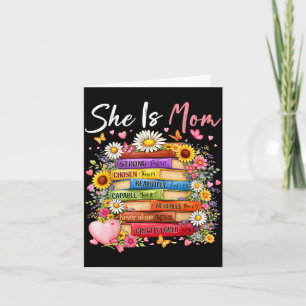 Tarjeta Es mamá versículos bíblicos libros florales cristi