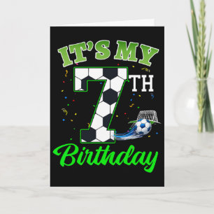 Tarjeta Es mi 7º cumpleaños fútbol niño niña niños fútbol 