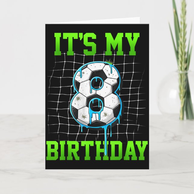 Tarjeta Es Mi 8 Cumpleaños Divertido Cumpleaños Fútbol Niñ (Anverso)