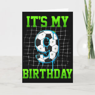 Tarjeta Es Mi 9 Cumpleaños Divertido Cumpleaños Fútbol Niñ