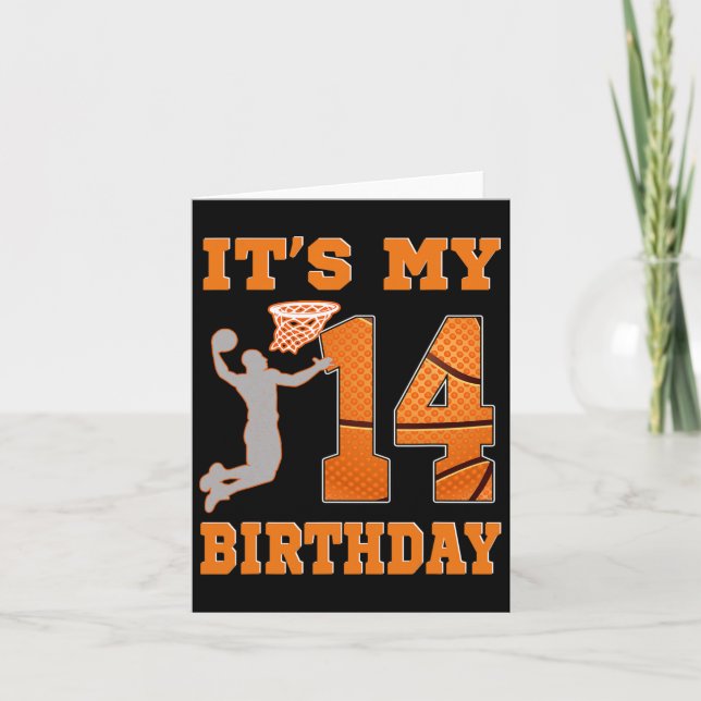 Tarjeta Es mi cuarto cumpleaños, Bysketbyll Dunk Boy 14 añ (Anverso)