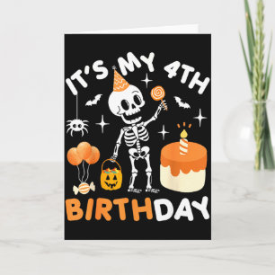 Tarjeta Es mi cuarto cumpleaños - divertido esqueleto de H