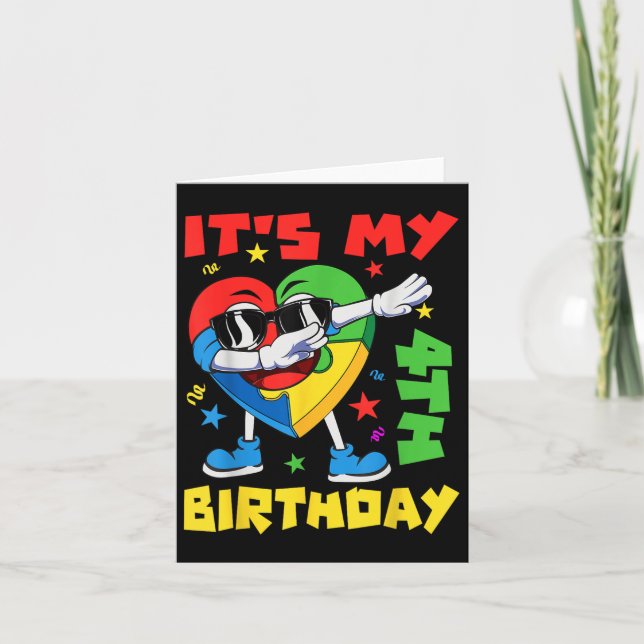 Tarjeta Es Mi Cuarto Rompecabezas De Cumpleaños Tropieza A (Anverso)