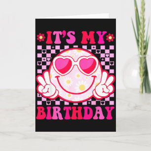Tarjeta Es Mi Cumpleaños Cara Sonriente Groovy Mujeres Chi