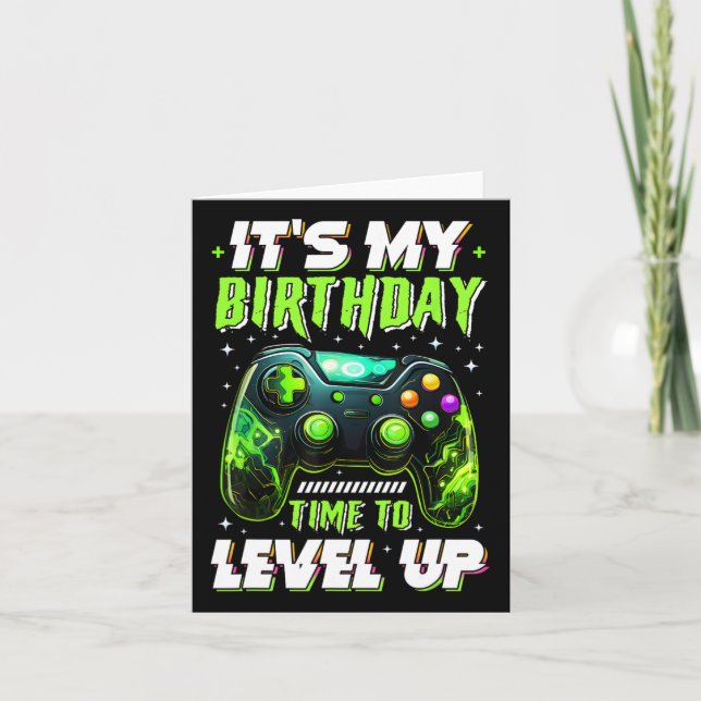 Tarjeta Es mi cumpleaños, hora de levantar el videojuego B (Anverso)