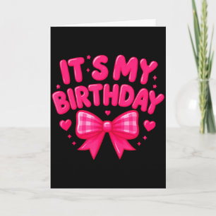 Tarjeta Es Mi Cumpleaños Lindo Rosa, Lazos Corazones Diver