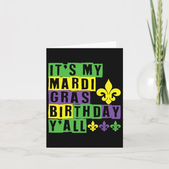Tarjeta Es mi cumpleaños mardi gras yall cute mardi gras (Anverso)