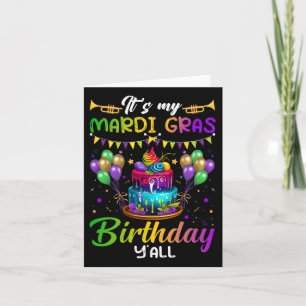 Tarjeta Es mi cumpleaños, mi Mardi Gras, todos los mardi G