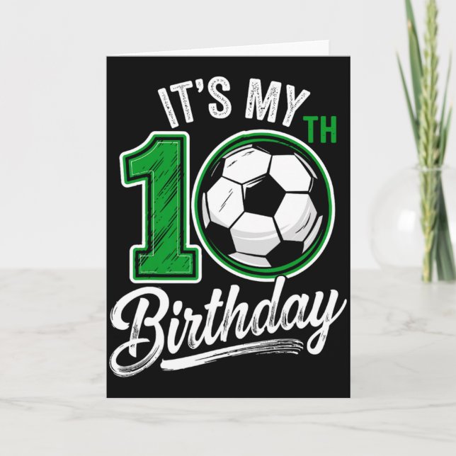 Tarjeta Es mi cumpleaños número 10 de fútbol Cumpleaños de (Anverso)