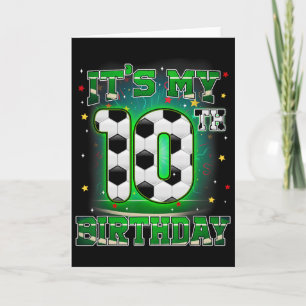 Tarjeta Es Mi Cumpleaños Número 10 Niño Fútbol 10 Años Par