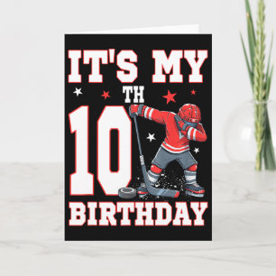 Tarjeta Es Mi Cumpleaños Número 10 Niño Hockey Sobre Hielo