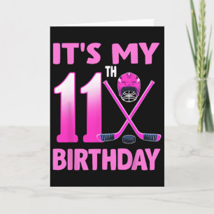 Tarjeta Es mi cumpleaños número 11 chica hockey sobre hiel