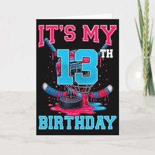 Tarjeta Es Mi Cumpleaños Número 13 Hockey 13 Años Helado