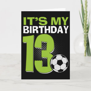 Tarjeta Es Mi Cumpleaños Número 13 Niño Fútbol Footll 13 A