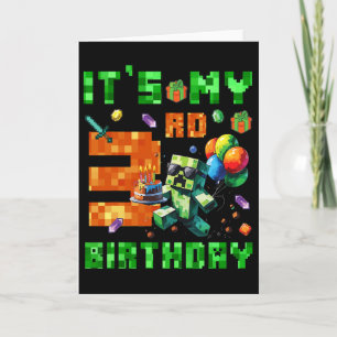 Tarjeta Es mi cumpleaños número 3 Pixel Número Videojuego 