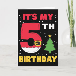 Tarjeta Es mi cumpleaños número 5 de Navidad 5 años Santa