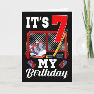 Tarjeta Es mi cumpleaños número 7 Tema de Hockey sobre Hie