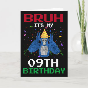 Tarjeta Es mi cumpleaños número 9 9 años divertido gorila
