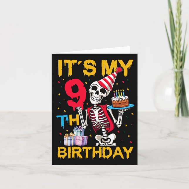 Tarjeta Es mi cumpleaños número 9 de la fiesta de cumpleañ (Anverso)