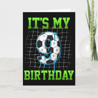 Tarjeta Es mi cumpleaños número 9 divertido cumpleaños fút